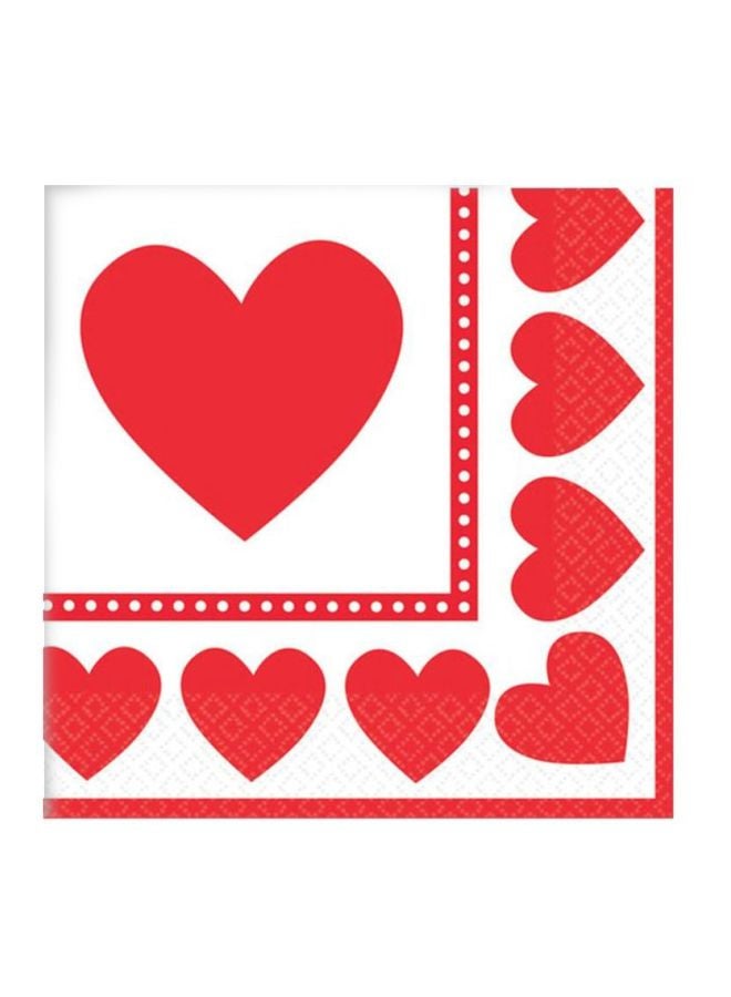 Amscan 16-Piece Heart Printed Beverage Party Napkin Set