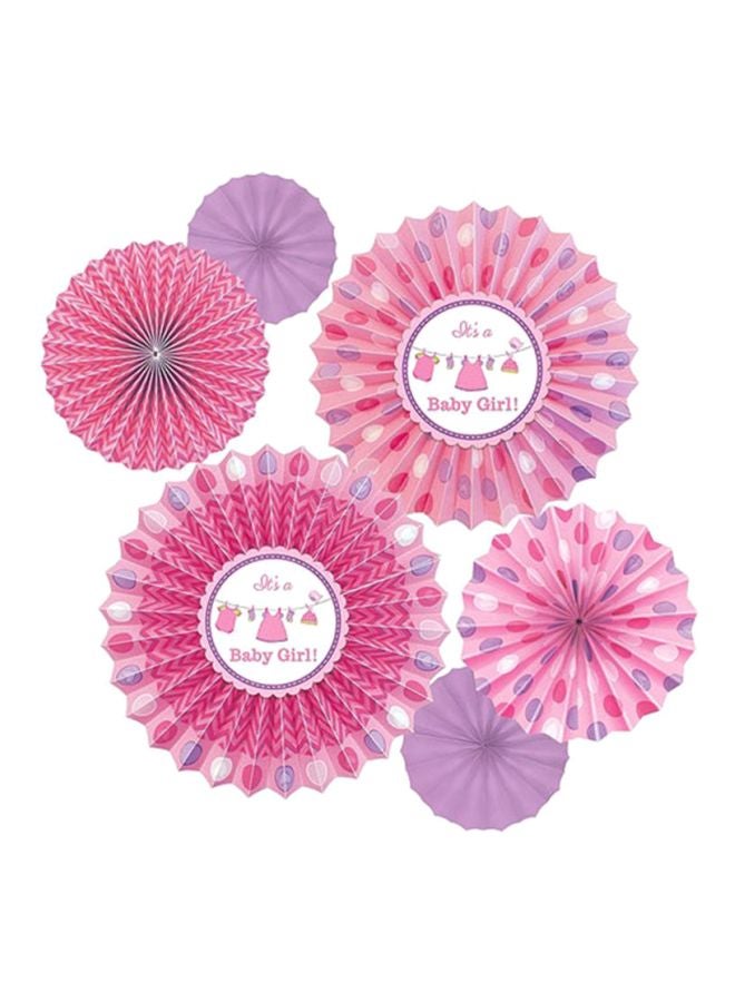 أمسكان طقم زينة على شكل مراوح ورقية لحفلات استقبال مولود جديد مكون من 6 قطع - Image 1