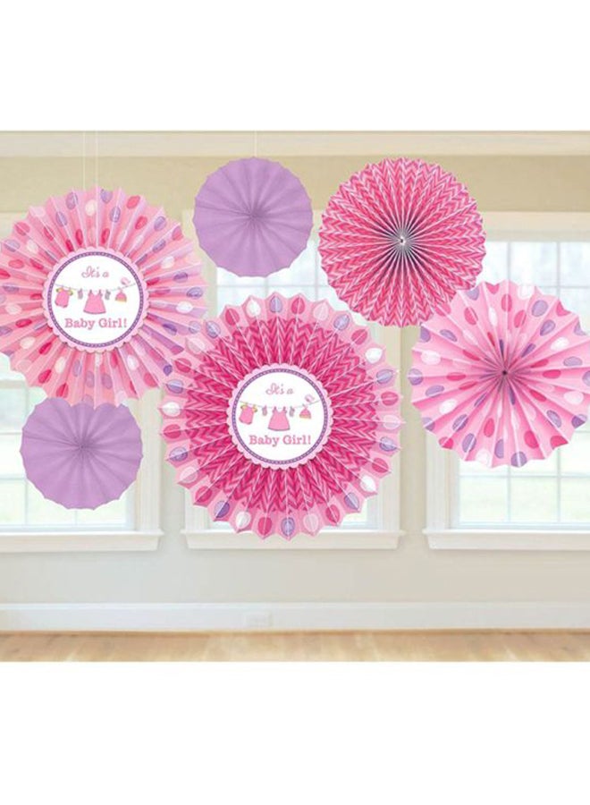 أمسكان طقم زينة على شكل مراوح ورقية لحفلات استقبال مولود جديد مكون من 6 قطع - Image 2