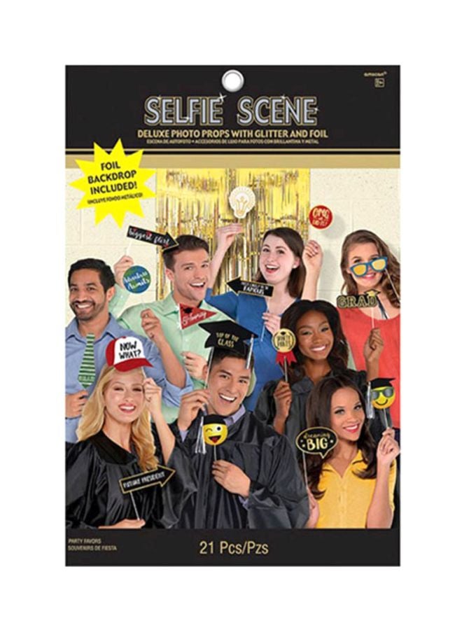 أمسكان ملحقات لالتقاط صور السيلفي مع مجموعة ملحقات من الفويل والجليتر من 21 قطعة