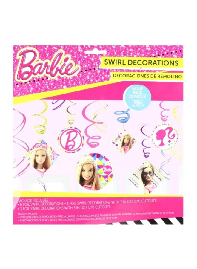 Amscan 12-Piece Barbie Sparkle Swirl Decoration Set