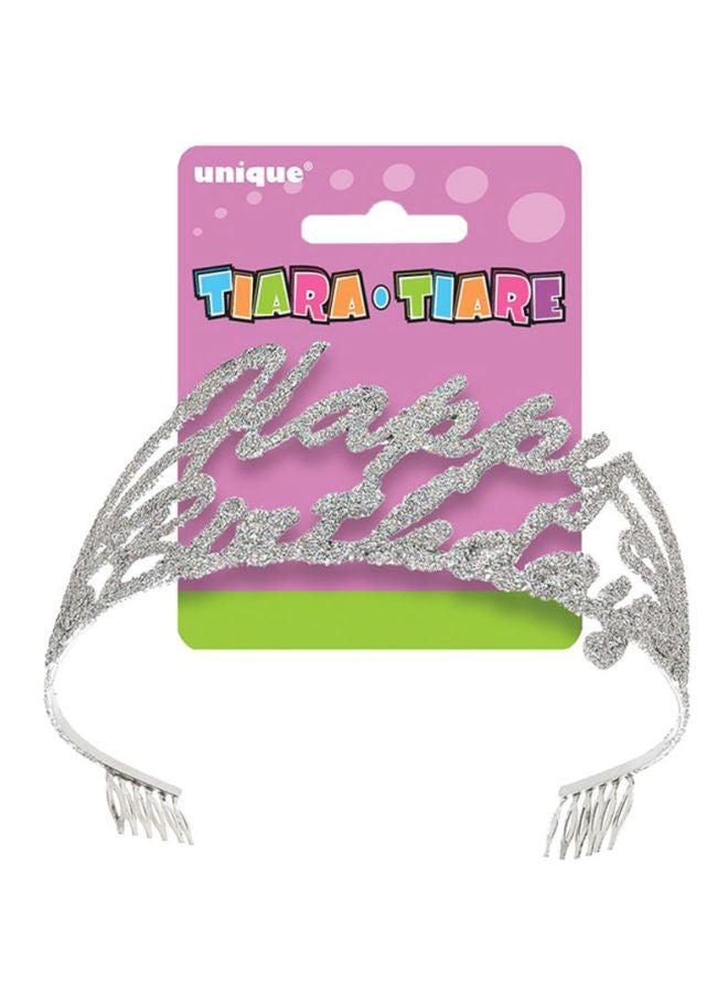 Unique Plastic 1st Birthday Script Glitter Tiara