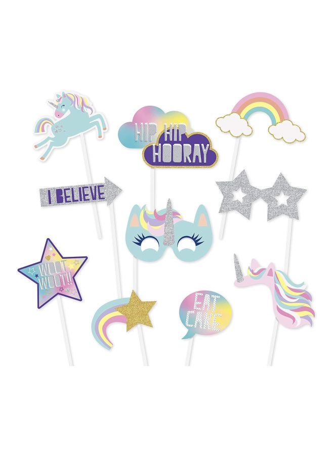يونيك طقم إكسسوارات تصوير للحفلات بتصميم يونيكورن مكون من 10 قطع طراز 72509 25سم - Image 2