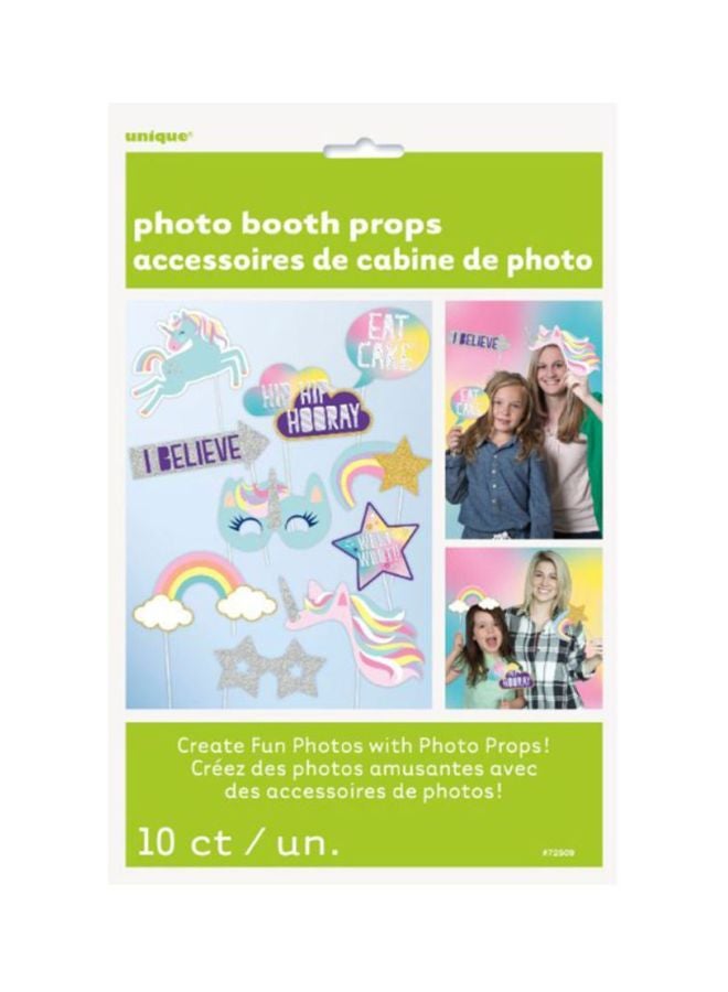 يونيك طقم إكسسوارات تصوير للحفلات بتصميم يونيكورن مكون من 10 قطع طراز 72509 25سم - Image 3