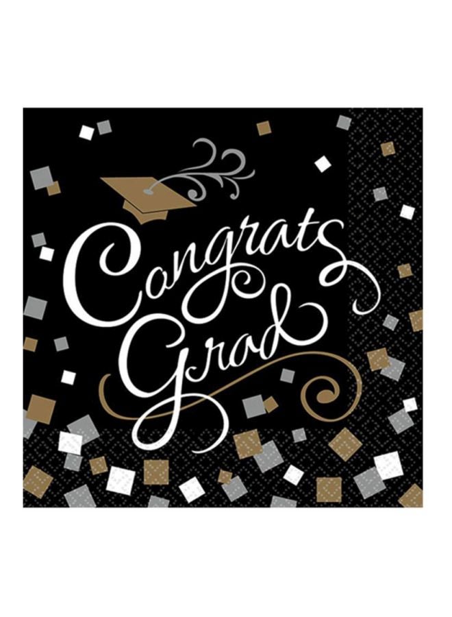 Amscan Printed Grad Lunch Napkin 6.93x6.54x1.02inch