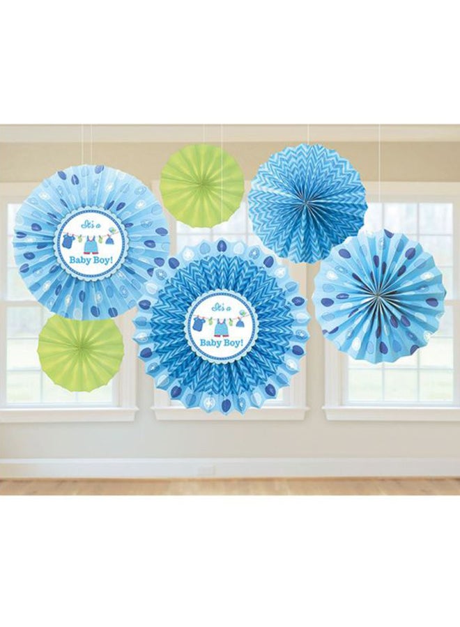 Amscan 6-Piece Shower With Love Boy Party Paper Fans Set Party Supplies