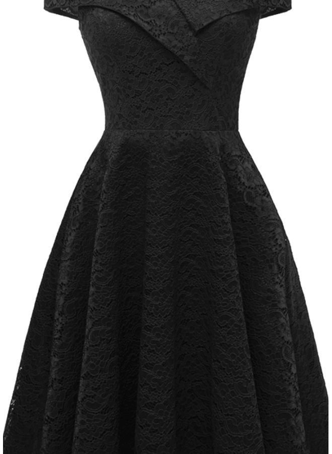 فستان بأكتاف مكشوفة بتصميم فساتين الأميرات مناسب للحفلات أسود - Image 3