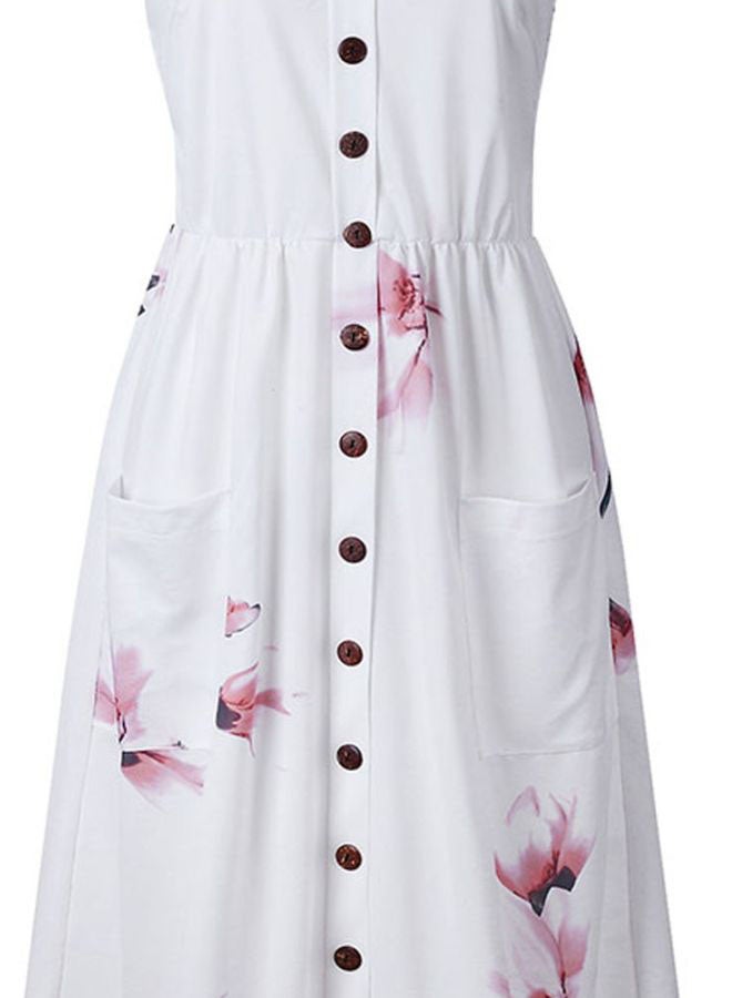 Floral Printed Midi Dress White/Pink - Image 2
