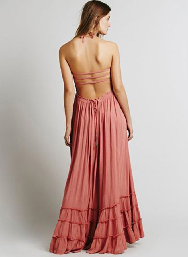 Flared Maxi Dress Pink  - Image 2