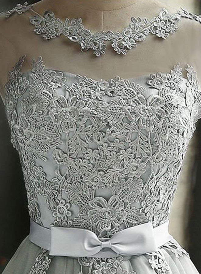 Lace Detailed Dress Grey/Silver - Image 4
