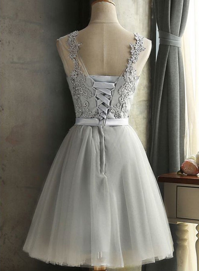 Lace Detailed Dress Grey/Silver - Image 2