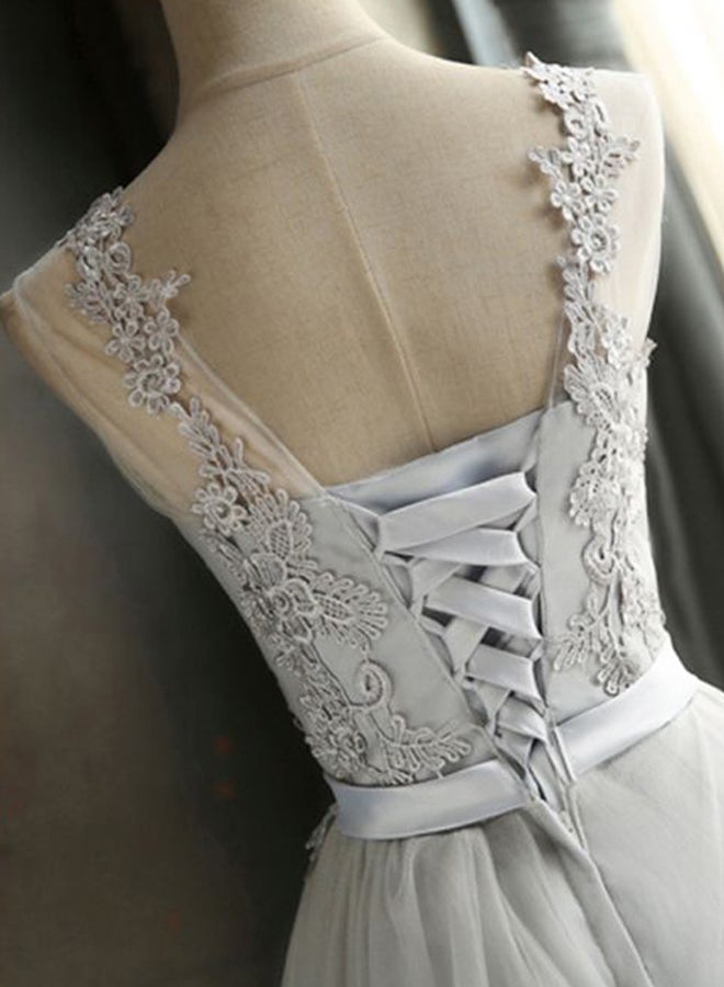 Lace Detailed Dress Grey/Silver - Image 3