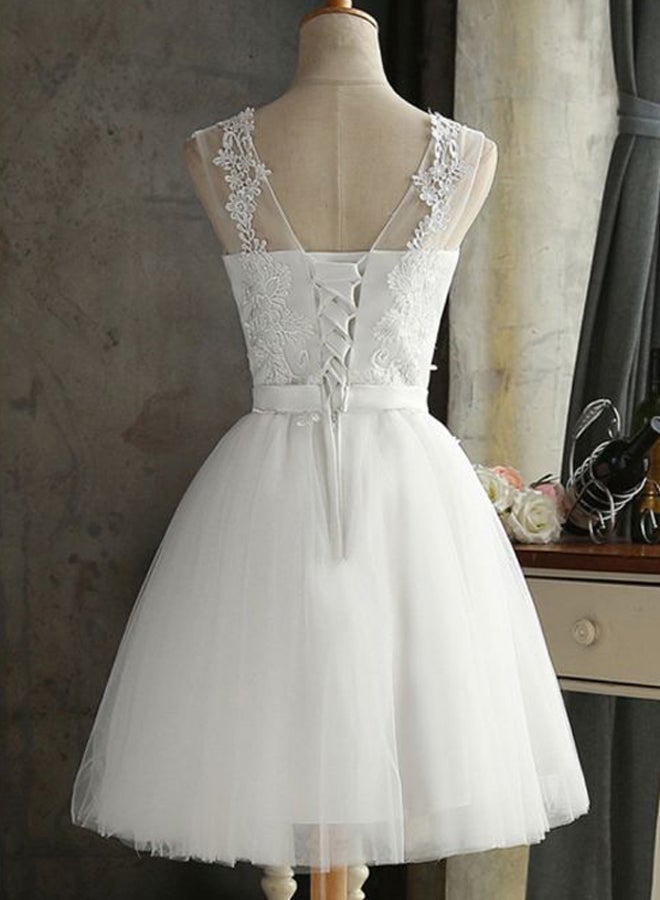 Lace Detailed Dress White - Image 2