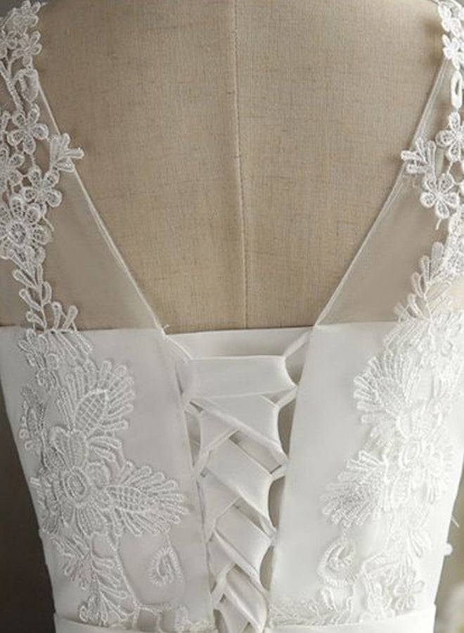 Lace Detailed Dress White - Image 3