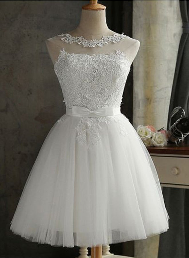 Lace Detailed Dress White - Image 4