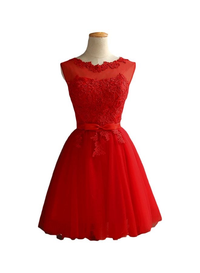Lace Detailed Dress Red - Image 1