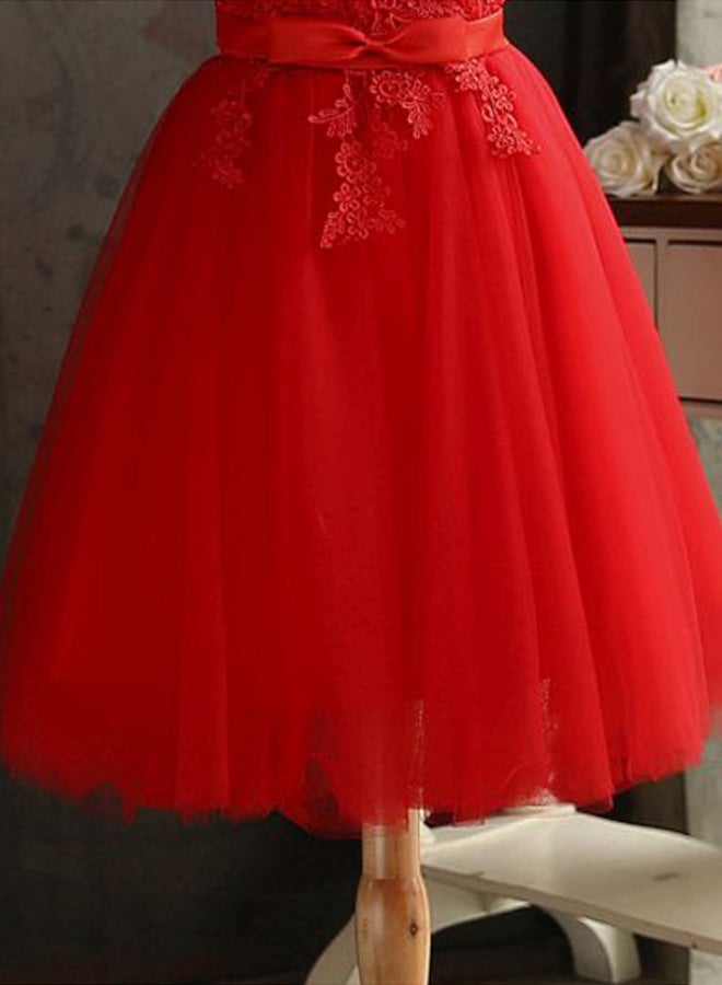 Lace Detailed Dress Red - Image 3