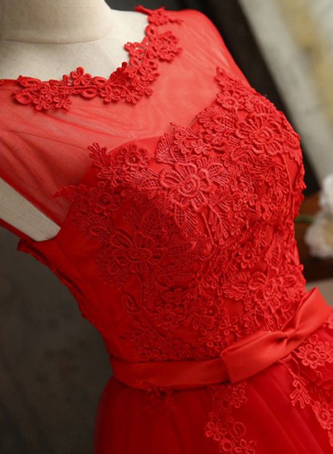 Lace Detailed Dress Red - Image 2