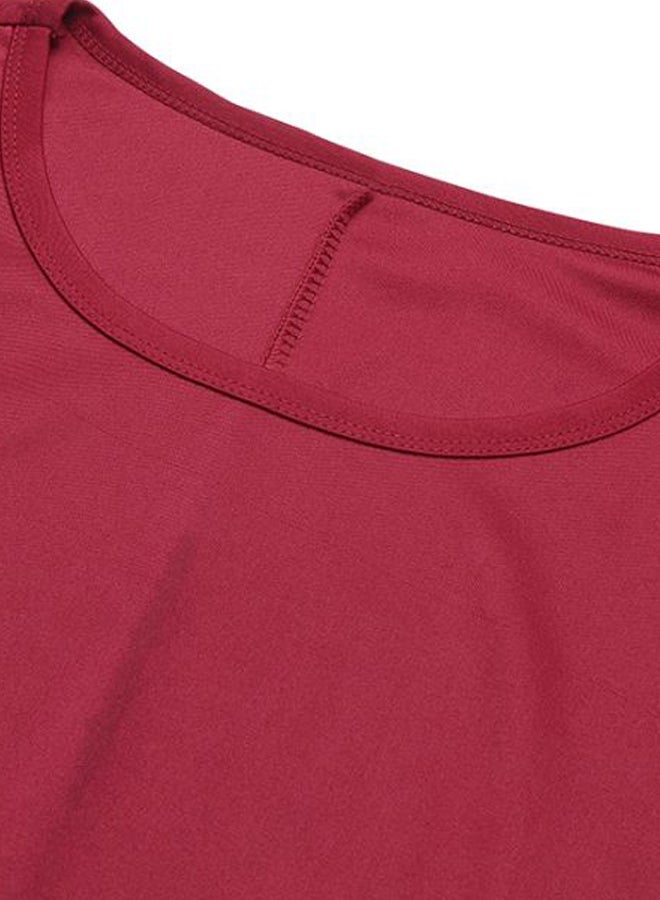 Boat Neck Autumn Dress Red - Image 3