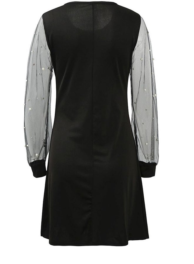Boat Neck Autumn Dress Black - Image 2