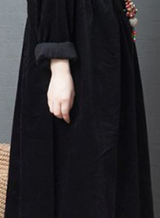 Collared Neck Midi Dress Black  - Image 3