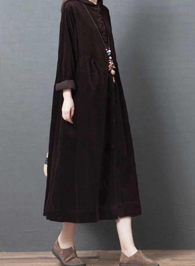 Collared Neck Midi Dress Coffee  - Image 5