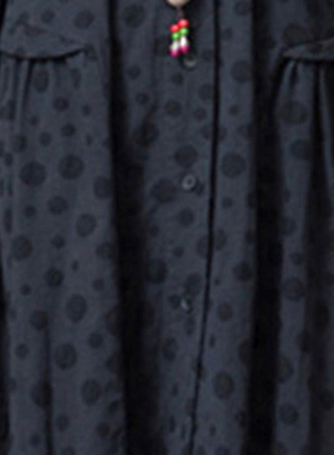 Polka Dotted Midi Dress Black - Image 3