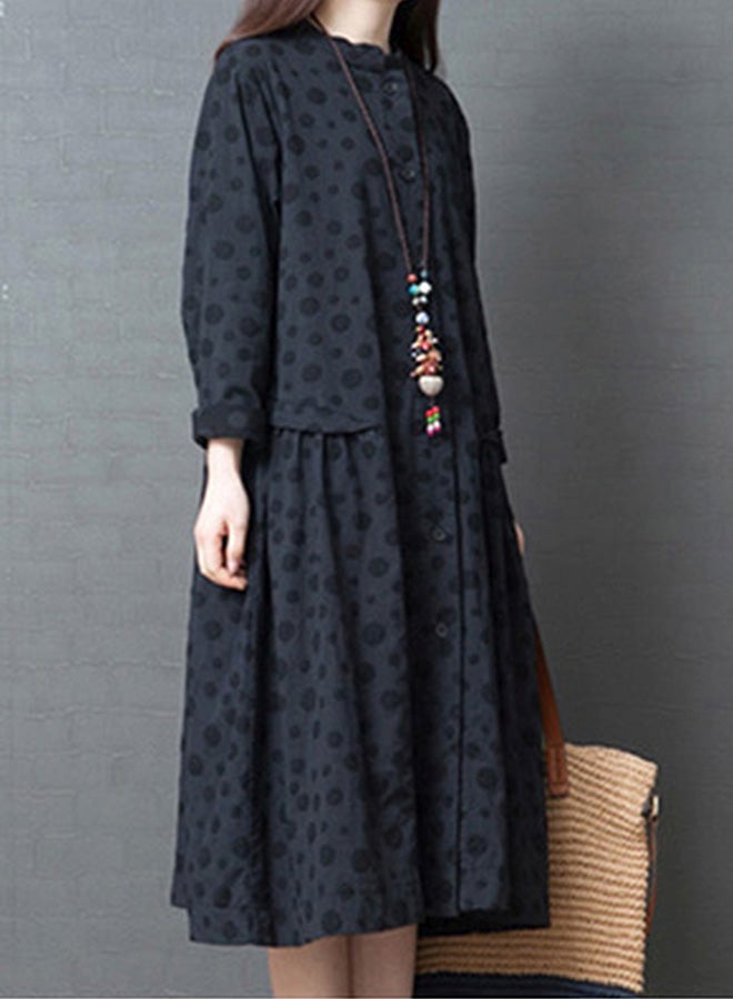 Polka Dotted Midi Dress Black - Image 4