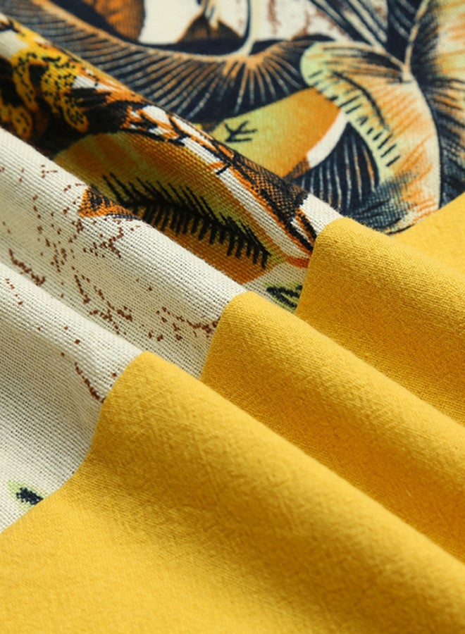 Leaf Printed Maxi Dress Yellow/Beige/Black - Image 5