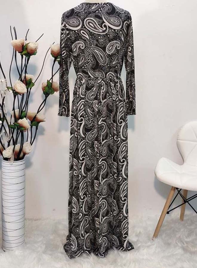 Generic Printed Maxi Dress Grey/White/Black  - Image 2