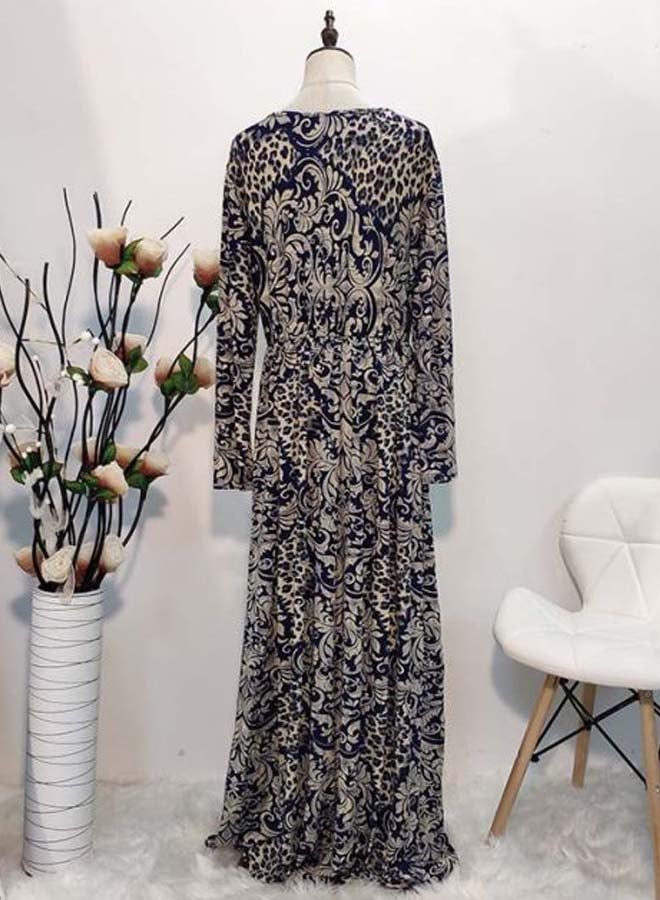 Generic Printed Maxi Dress Grey/Beige/Blue  - Image 2