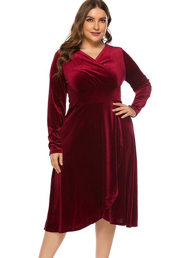 Generic Crossover Midi Dress Burgundy  - Image 1