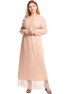 Mesh Polka Dot Dress Beige