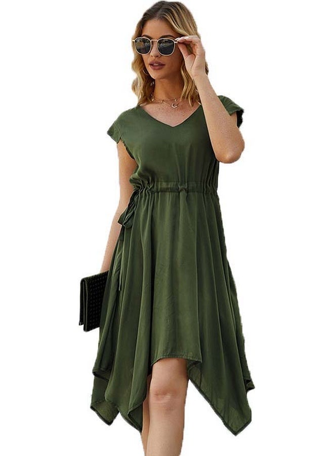 V-Neck Mini Dress Green