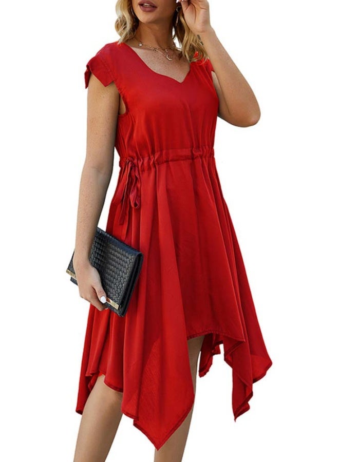 V-Neck Mini Dress Red - Image 1