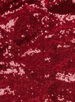 Generic Round Neck Sequins Mini Dress Burgundy  - Image 2
