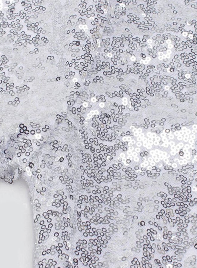 Round Neck Sequins Mini Dress Silver - Image 2