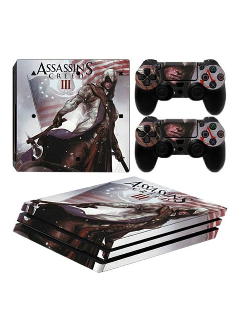 Assassins Creed Printed Skin For PlayStation 4 Pro Console And Controller - Multicolour