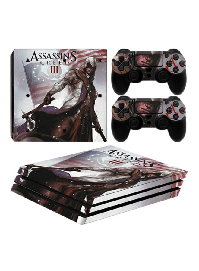 داتا فروج - ملصق خارجي بطبعة مستوحاة من لعبة "Assassins Creed" لذراع تحكم وجهاز ألعاب بلايستيشن 4 برو بألوان متعددة - Image 1