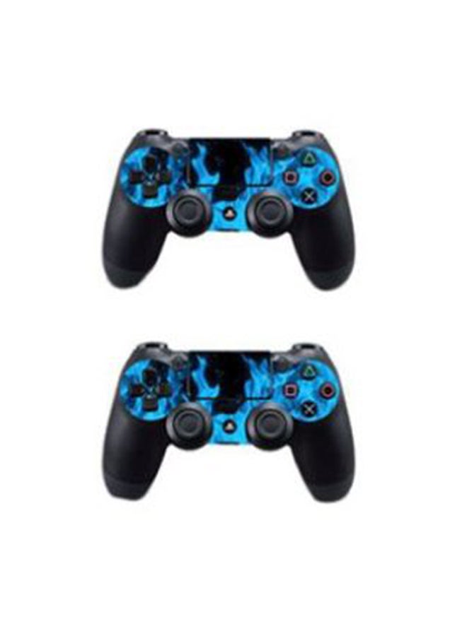 3-Piece Fire Printed Skin Sticker For DUALSHOCK 4 Wireless Controller And Console - Blue/Black - v1597079745/N19926786A_5