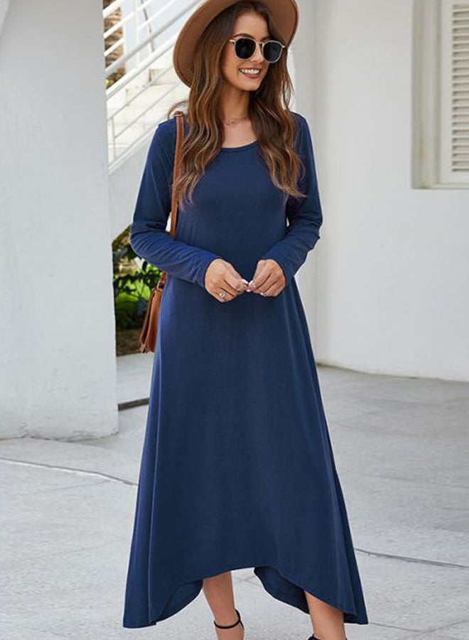 Irregular Hem Detail Dress Dark Blue - Image 3