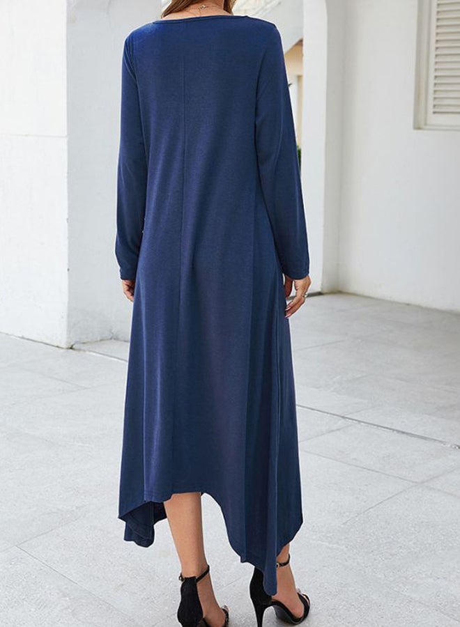 Irregular Hem Detail Dress Dark Blue - Image 2