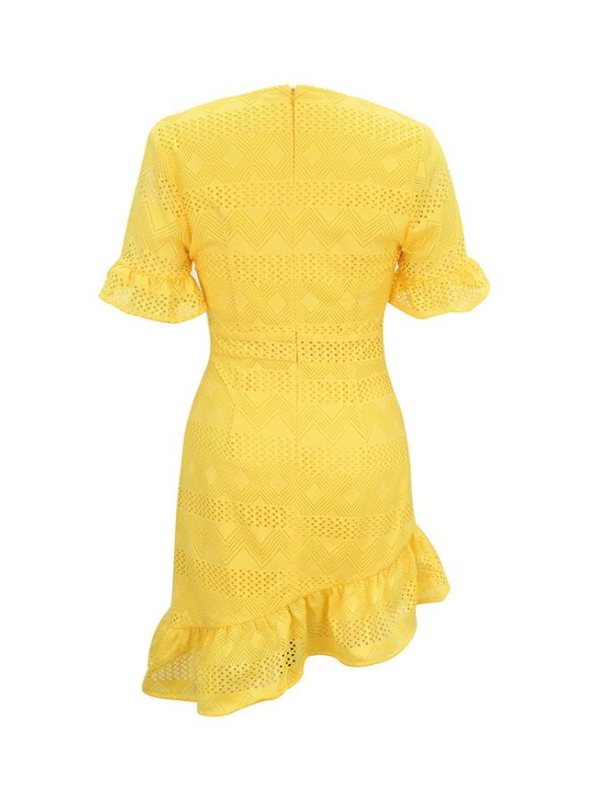 Plunge Neck Dress Yellow  - Image 2