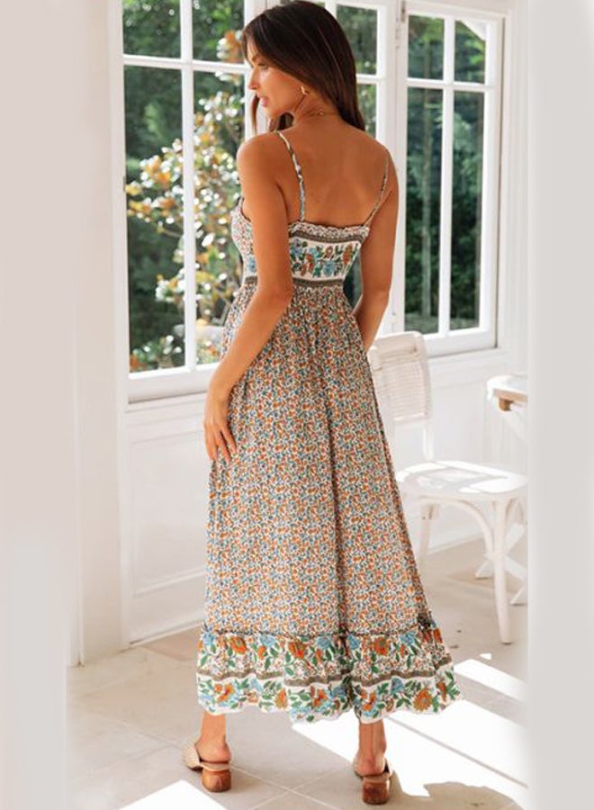 Floral Printed Dress Blue/White/Brown  - Image 2