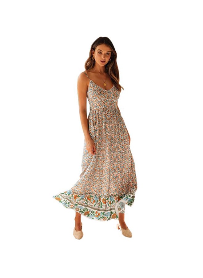 Floral Printed Dress Blue/White/Brown  - Image 1