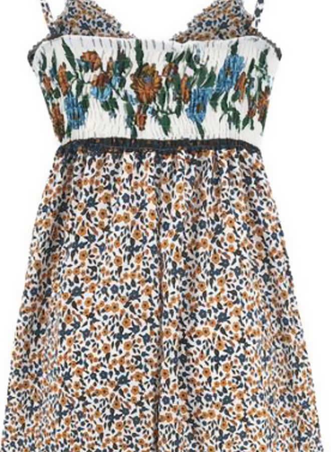 Floral Printed Dress Blue/White/Brown  - Image 3