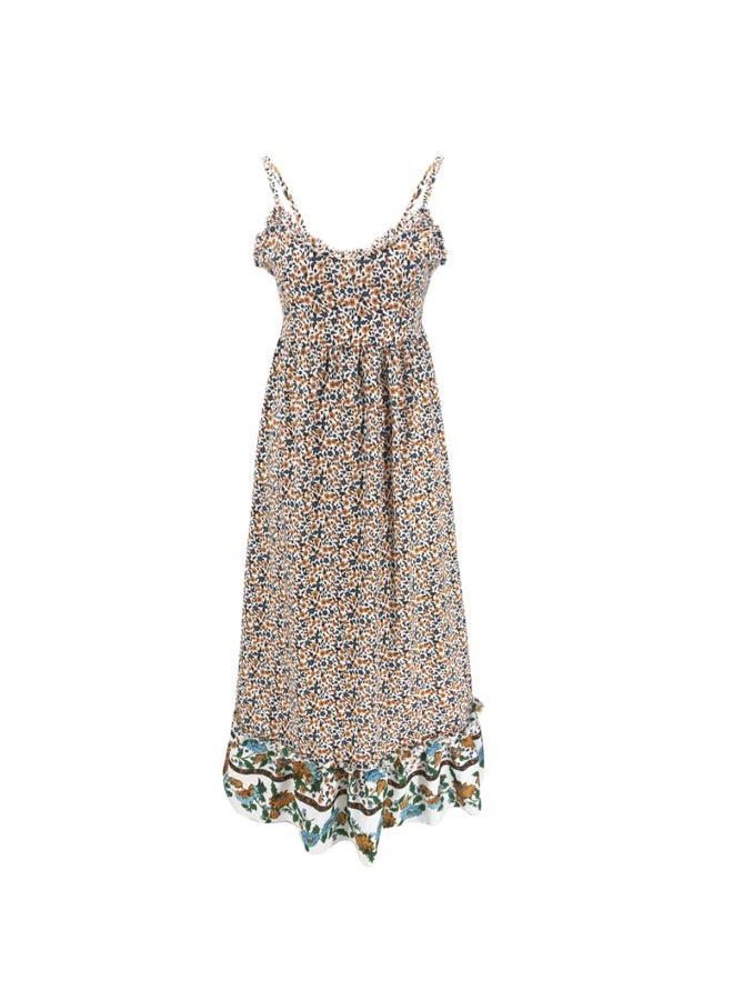 Floral Printed Dress Blue/White/Brown  - Image 5