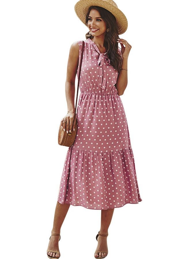 Polka Dot Printed Dress Pink/White - Image 1