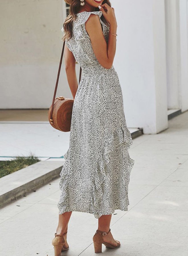Polka Dot Printed Dress White/Black - Image 2