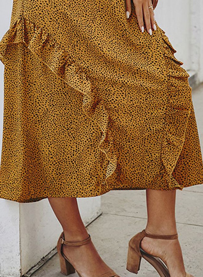 Polka Dot Printed Dress Yellow/Black - Image 2